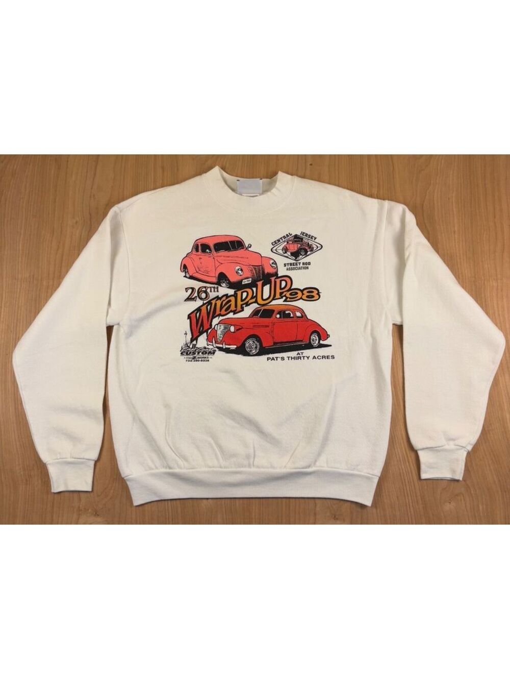 Vintage 90s Classic Car Sweatshirt hot rod ford chevrolet deluxe coupe nj